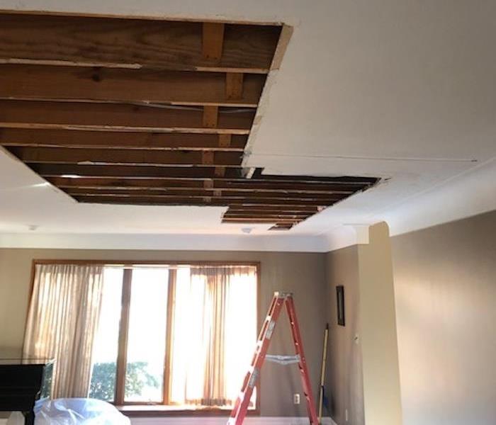 Ceiling with large portion cut out and removed
