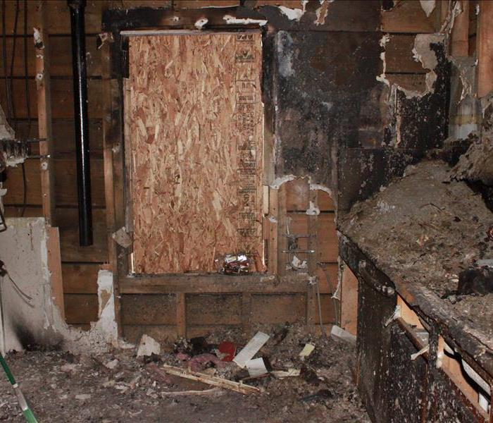 A kitchen that sustained a fire